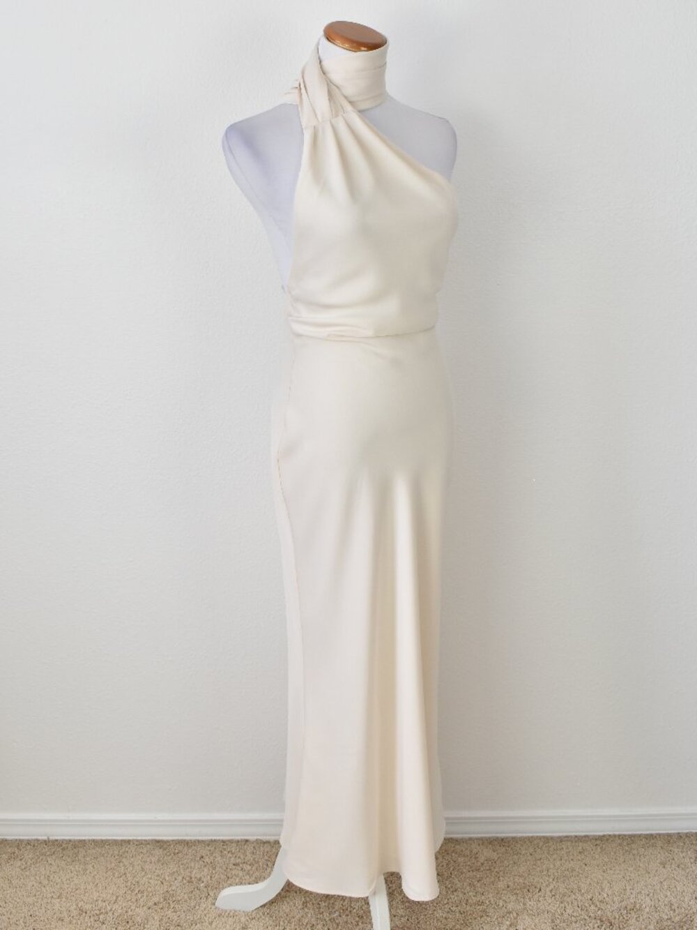 Misha Vivica Midi Dress One Shoulder Ivory NEW - S - Picture 9 of 11